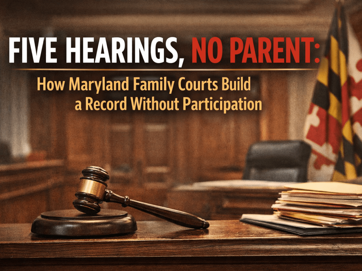 Five Hearings, No Parent: How Maryland Family Courts Build a Record Without Participation